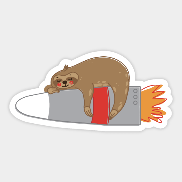 Sloth on a Rocket Sticker by cheekyfoxart